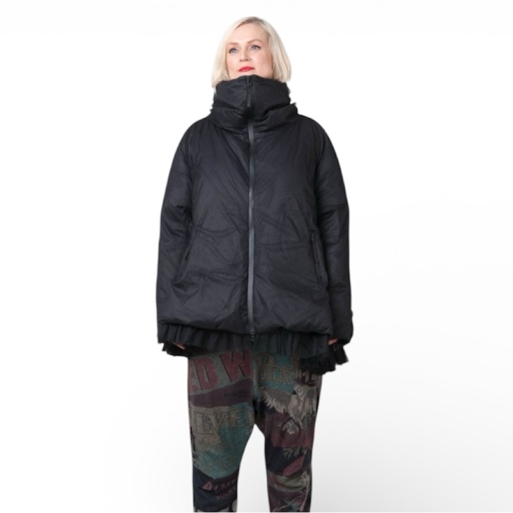 Rundholz Black Label Tulle Overlay Down Jacket Navy Oversized Puffer Coat Medium - Picture 2 of 15